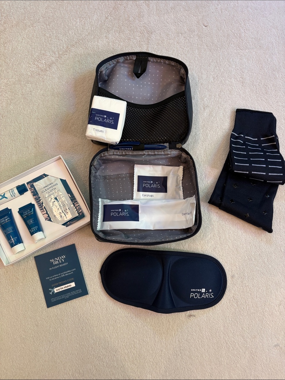 United Polaris Business Class Navy Travel Toiletry Kit